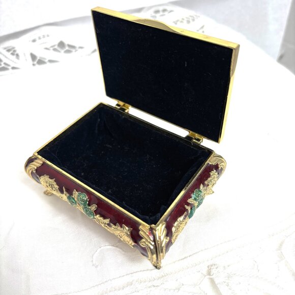 Jewelry Trinket Box Iraq Lion of Babylon gold tone faux jewels VTG - Picture 8 of 13